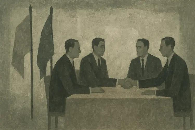 Illustration abstraite représentant des négociations diplomatiques