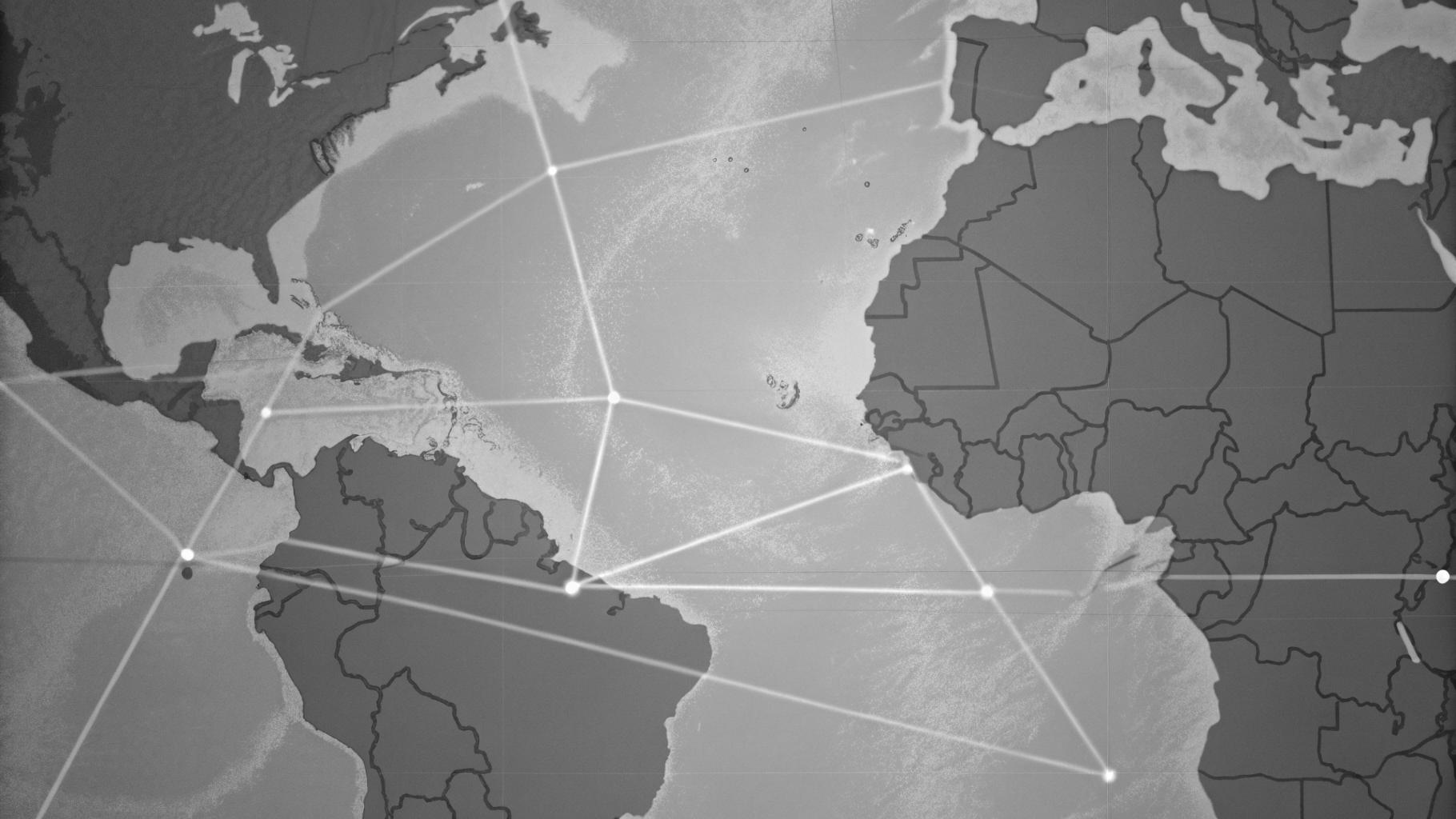 Carte abstraite représentant les routes maritimes stratégiques