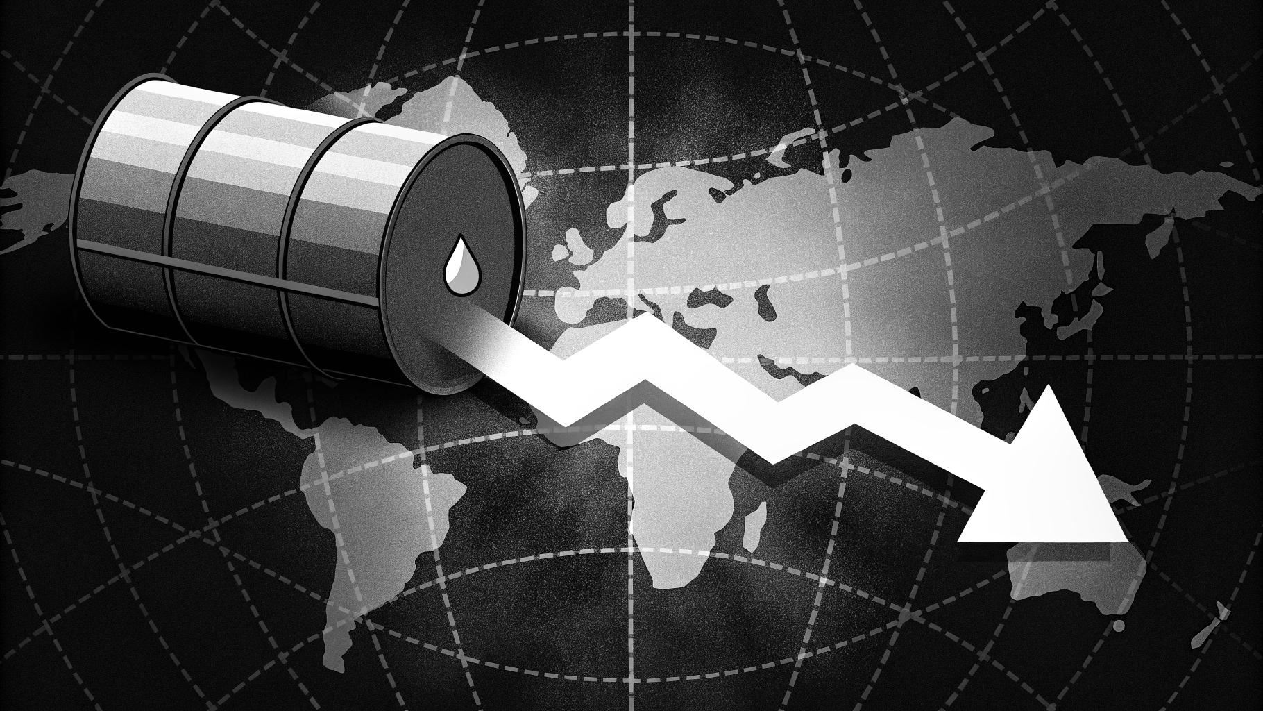 Graphique abstrait représentant la décroissance des réserves pétrolières mondiales