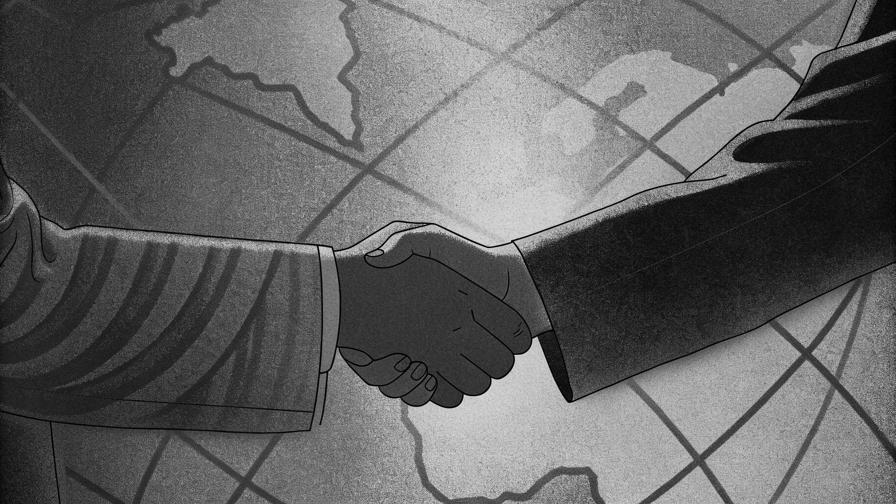 Illustration abstraite d’un accord diplomatique entre Washington et Téhéran sur fond de tensions au Moyen-Orient